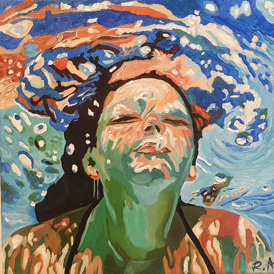 Woman underwater 30*30 cm