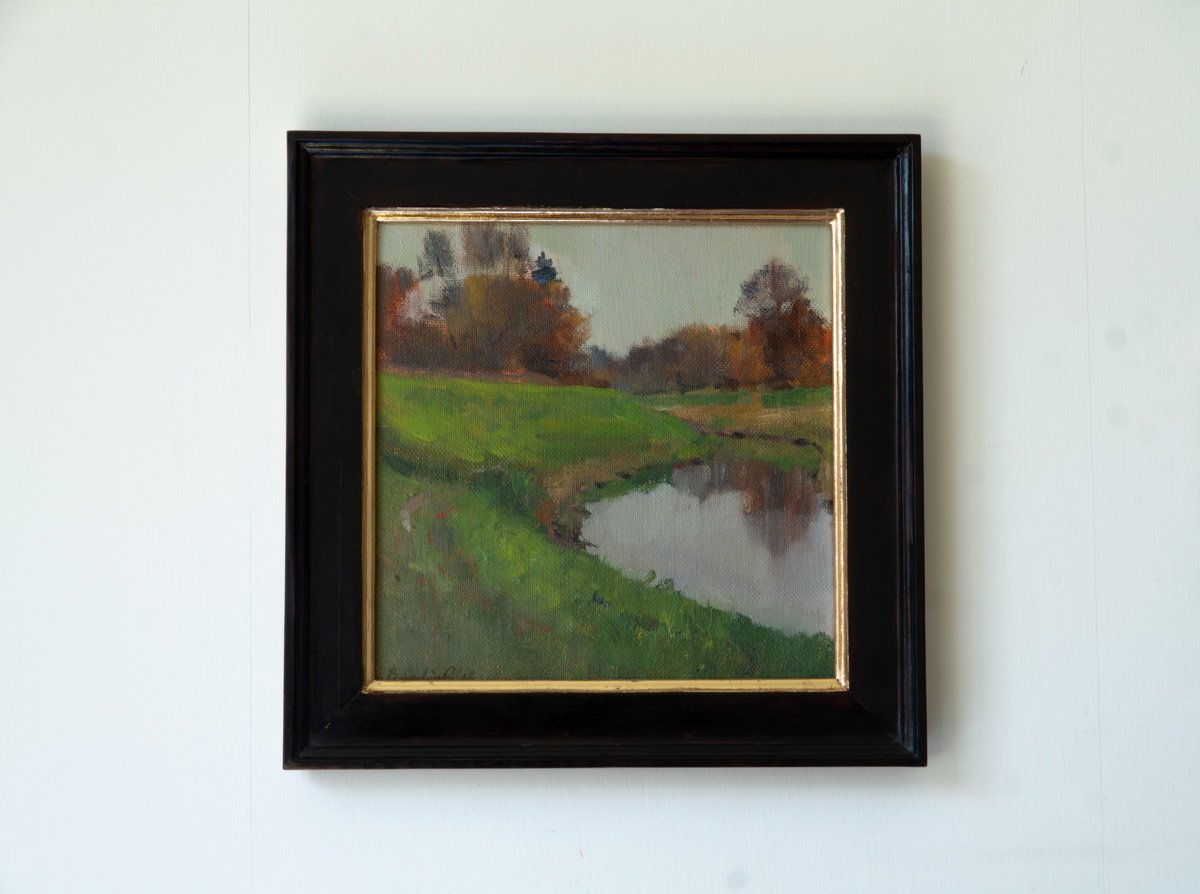 Impressionistic Landscape Oil Painting By Anastasia Borodina, 12 X 12, Silent Autumn - Original Oil Painting, Original Artwork
