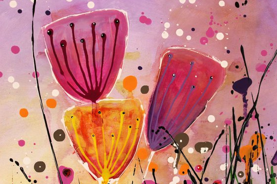 Young Folks - A Friendly Surprise #3 - Large original abstract floral painting