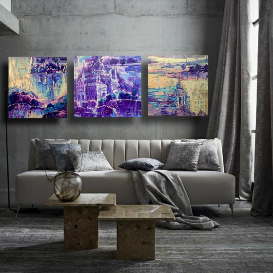 Castles  of Budapest Triptych