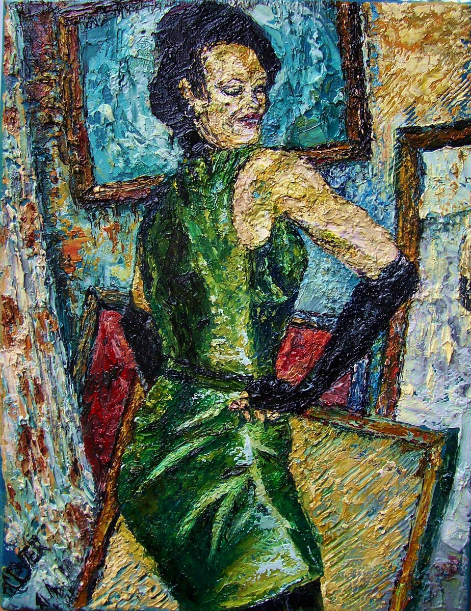 Expressive Portrait Oil Painting By Richard Meyer, 12 X 16", A Bit Of A Minx, Original Artwork