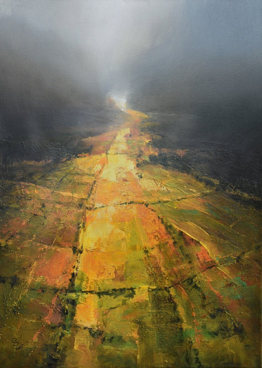 Organic Landscape Acrylic Painting By Ivan Grozdanovski, 21 X 29, Secret Of Green Valley - 25, Original Artwork