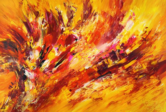 Yellow Red Abstraction XL 3