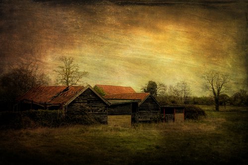 Sunset barns by Martin  Fry