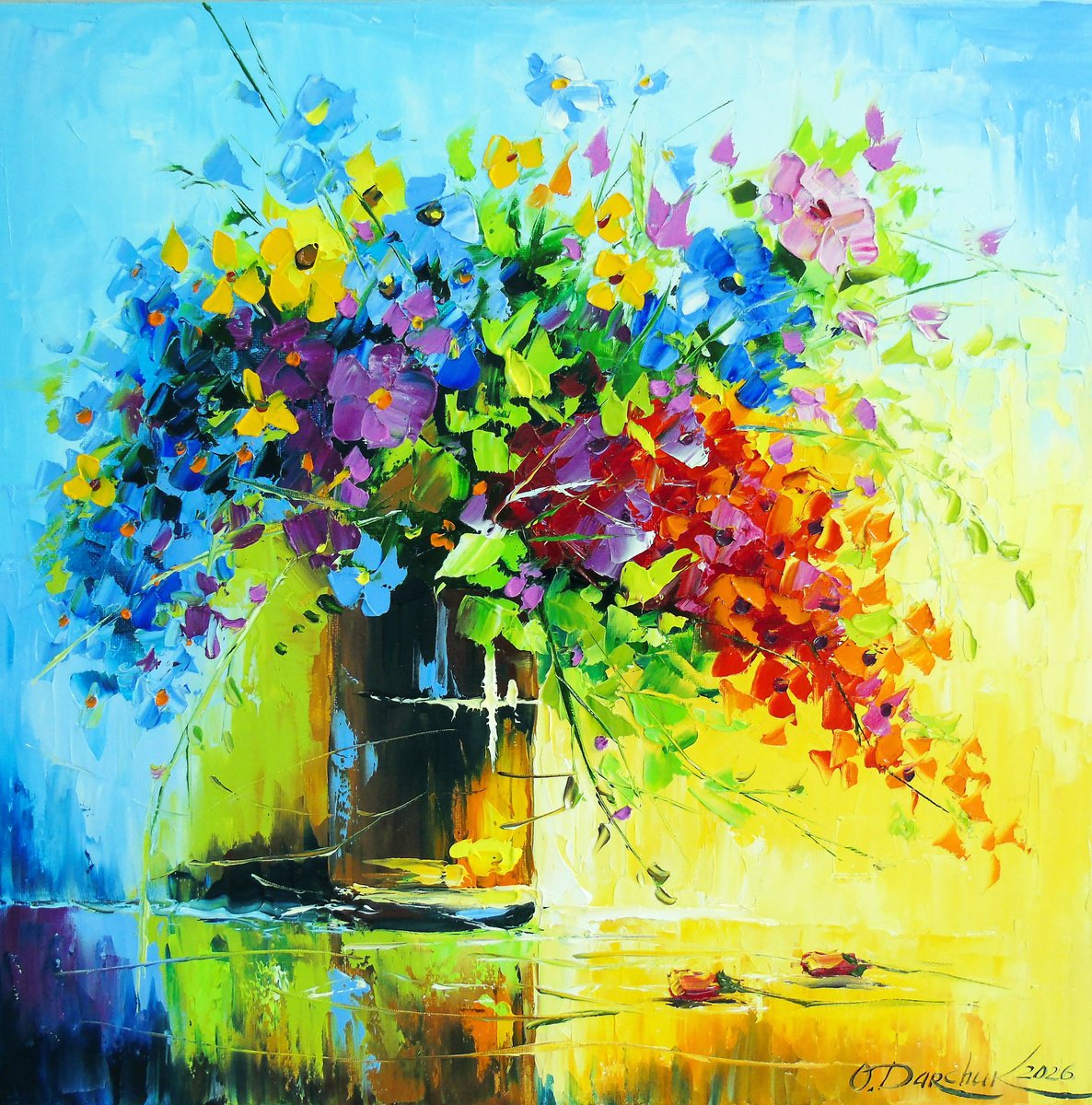 Bouquet Of Wildflowers By Olha Darchuk, 16 X 16, Artwork For Sale On Artfinder