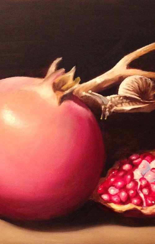 Look a pomegranate! - original oil on painting- 20 x 30 cm (8 x 12 inches) by Valentina Toma' aka Zoe Chigi