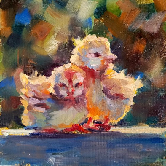 Chicken little friends Birds art