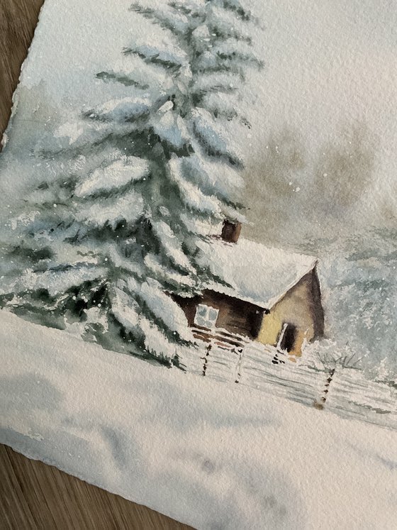 In winter’s embrace, original watercolour