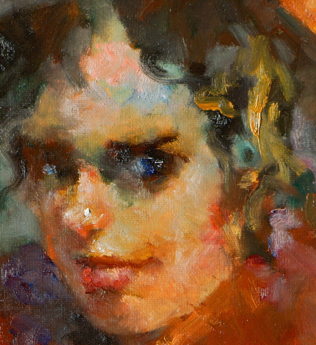 Impressionistic Portrait Oil Painting By Pavel Filin, 12 X 9", Flirting, Original Artwork