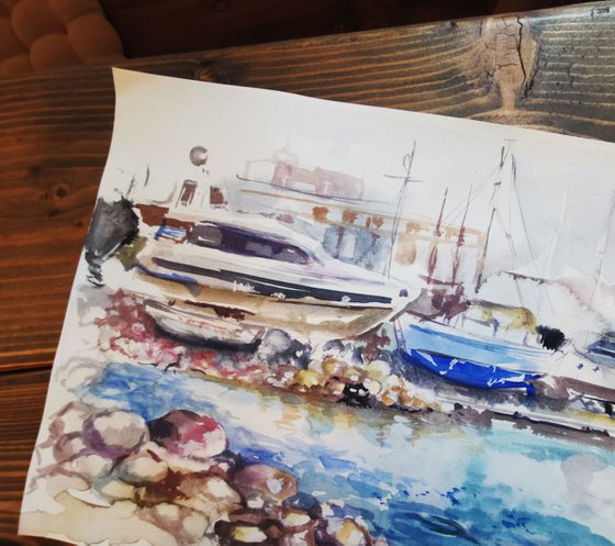 Sea Coastal Art Seaside-inspired Paintings on paper, watercolor art