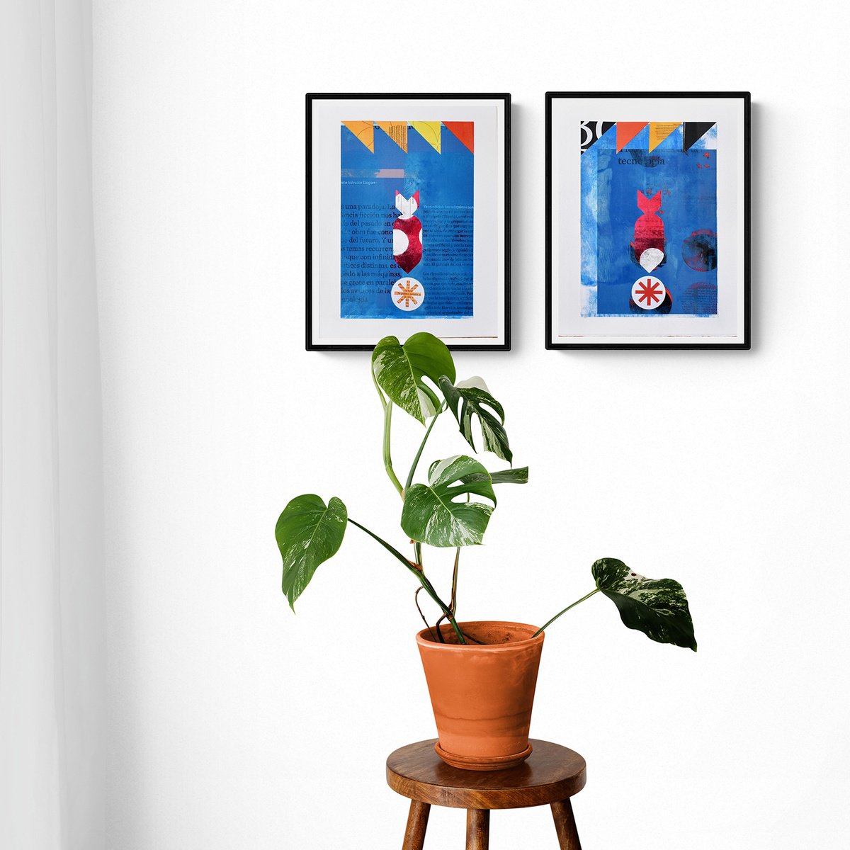 Graphic Abstract Collage By Manel Villalonga, 11 X 14", 299_Love Missile F1-11, Original Artwork