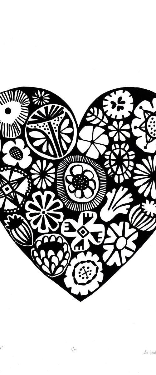 Flower Heart Black by Lu West