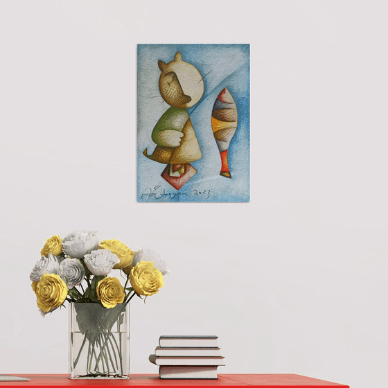 Fisherman(35x25cm, acrylic/canvas, ready to hang)