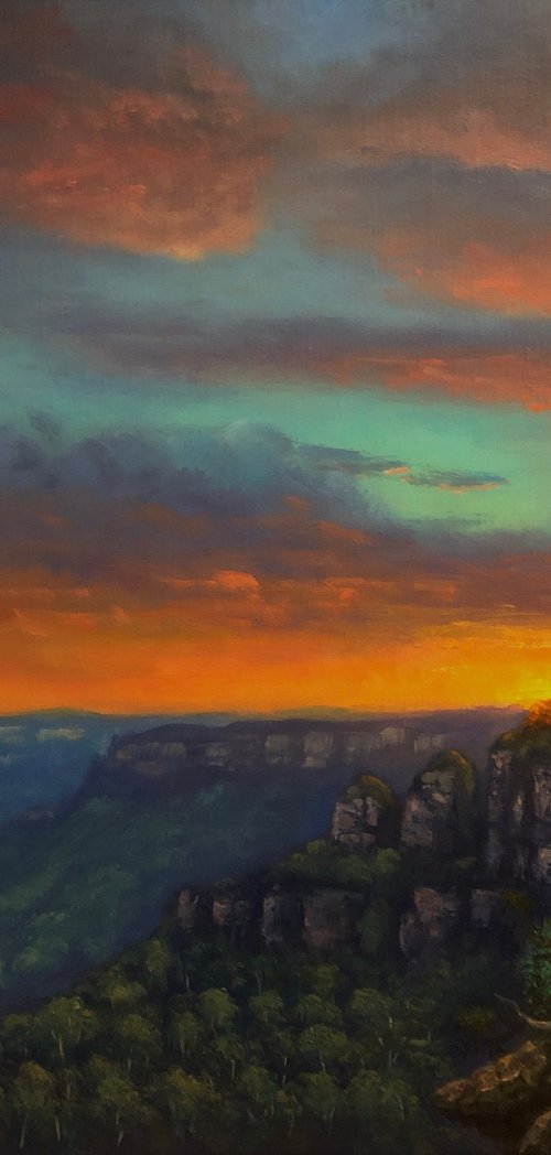 Sunset on Three Sisters from Leura by Christopher Vidal