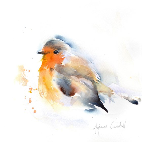 Robin painting, Robin watercolour, Robin watercolor painting, Bird wall art, Cute bird painting