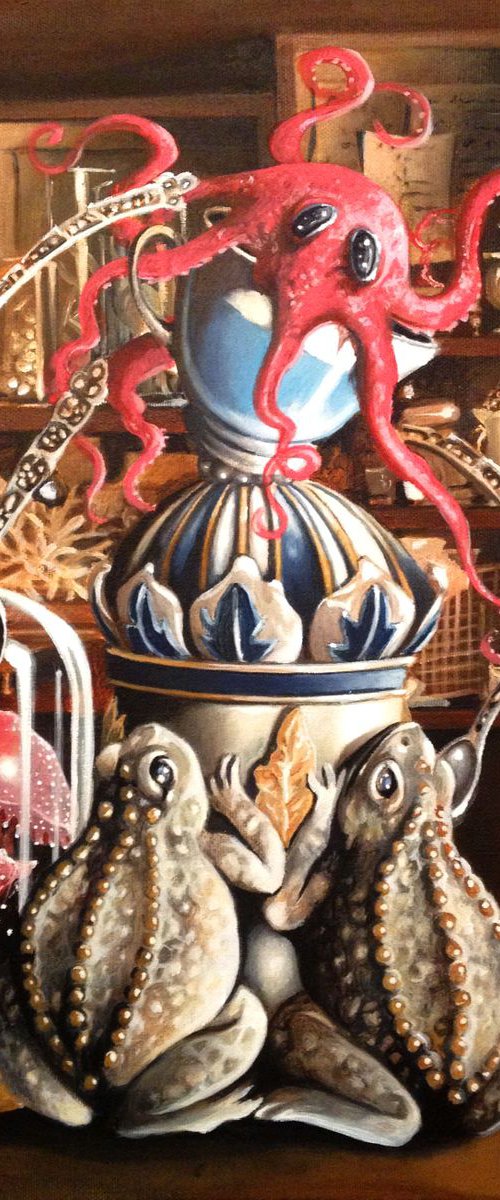 Special cup of tea n3 / original acrylic painting -38 x 46 cm ( 15' x 18') by Valentina Toma' aka Zoe Chigi