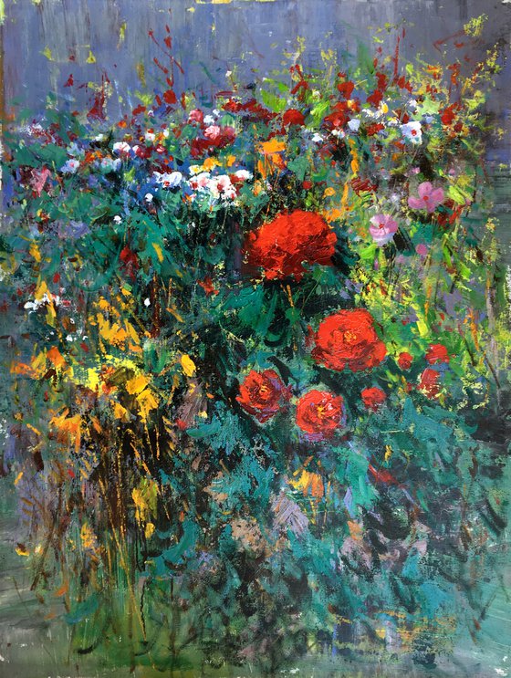 Impressionism oil painting:flowers in the garden t159