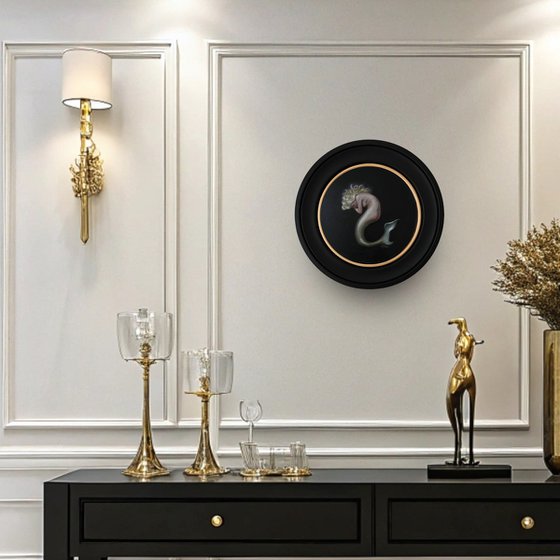 Nimue, mermaid circular oil painting