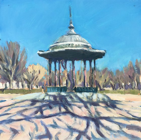 Clapham Common at the bandstand Painting by Louise Gillard