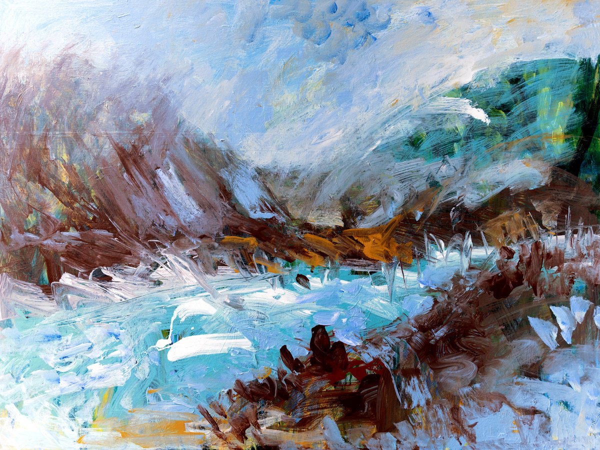 Abstract Landscape Acrylic Painting By Elizabeth Anne Fox, 40 X 30, Frost Pocket, Original Artwork