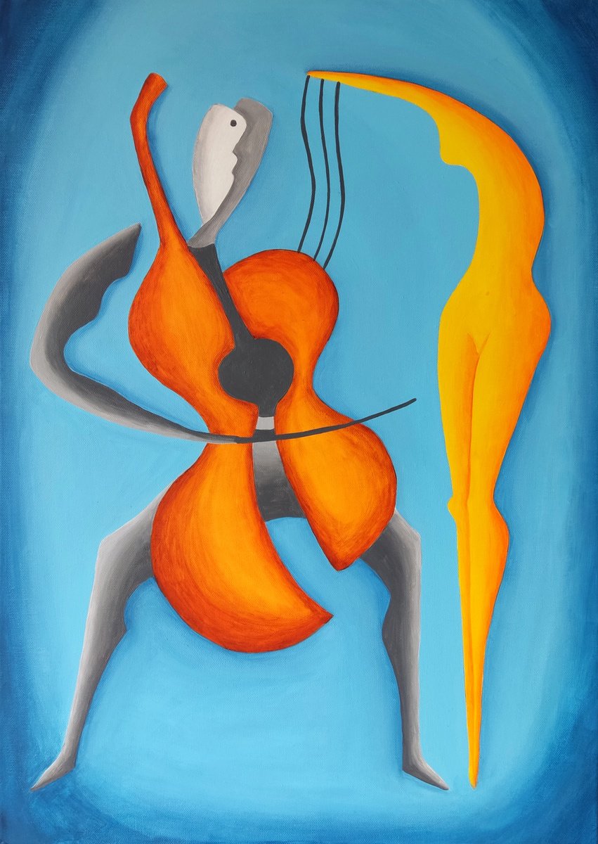 Surrealistic Acrylic Painting , Love Song 1. By Vamosi Peter, 20 X 28, Artwork For Sale On Artfinder