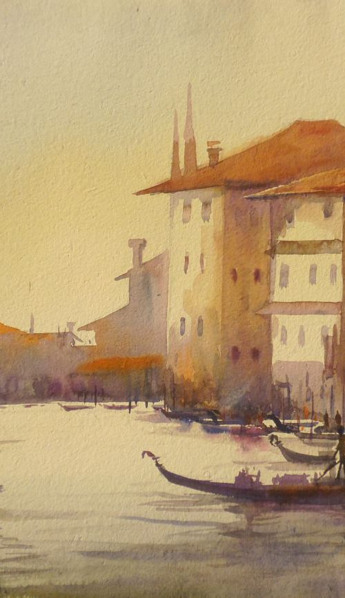 Venice at Morning - Watercolor Painting by Samiran Sarkar