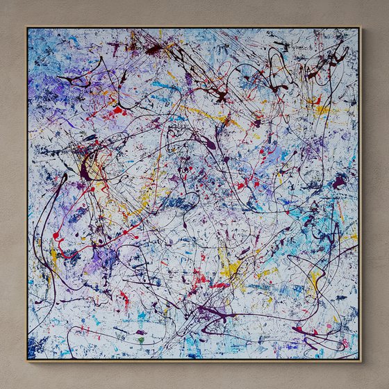 Constel - (W)160x(H)160 cm. Style of JACKSON POLLOCK. Abstract Expressionism Painting