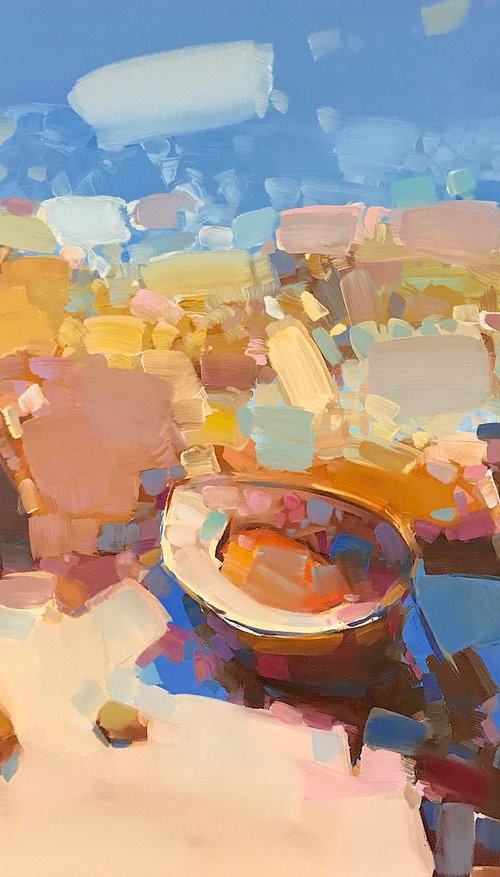 Rowboat, Original oil painting, Handmade artwork, One of a kind by Vahe Yeremyan