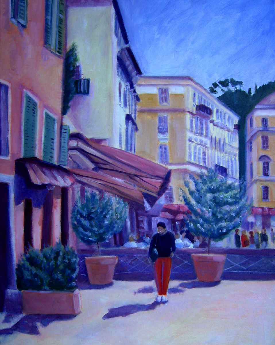 Nice old town - landscape painting by Mary Stubberfield
