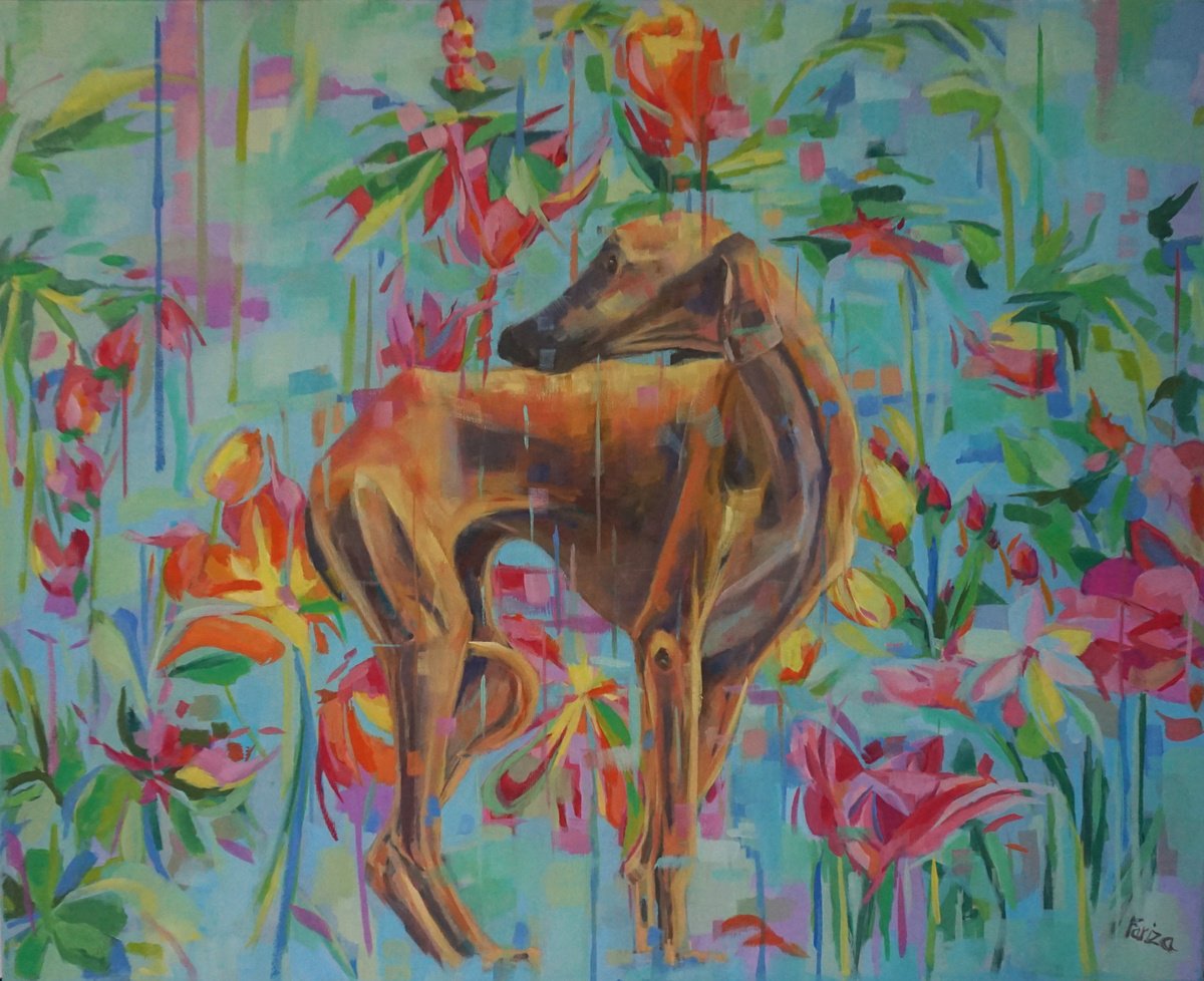 Expressive Oil Painting , Cinnamon Dog By Amaya Fernandez Fariza, 32 X 26, Artwork For Sale On Artfinder