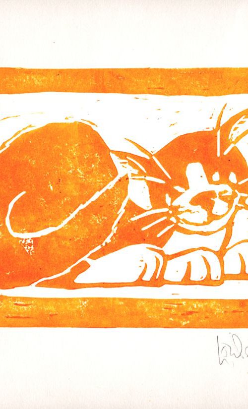 Happy Cat 01 - Orange by Louise Diggle