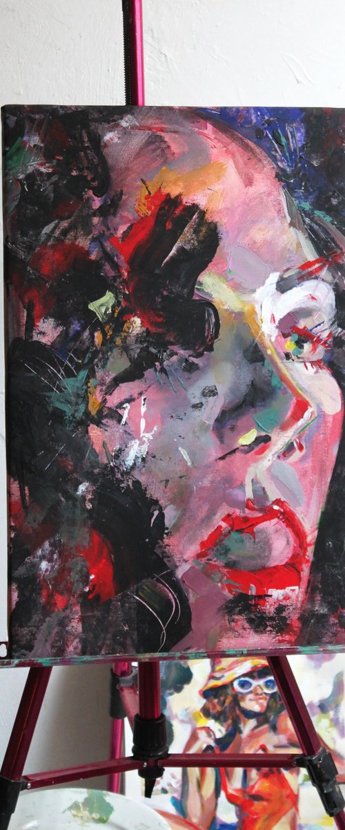 Pink and Passionate Portrait of a Night girl by Iryna Tymkul