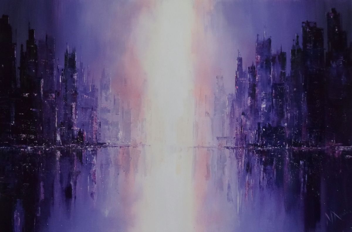 Impressionistic Landscape Oil Painting By Mel Davies Original Art, 36 X 24", 6:45 Am, Original Artwork