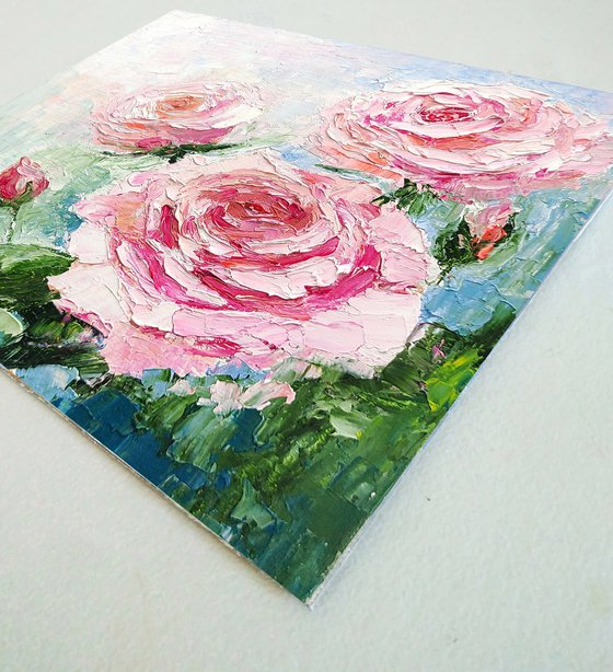 Pink Roses Painting Floral Art