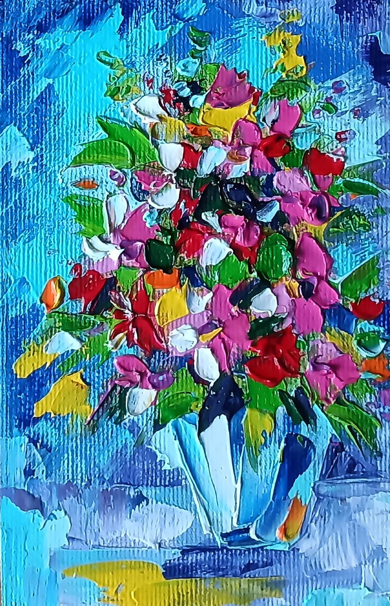 Bouquet - mini oil painting by Anastasia Kozorez