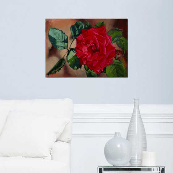 "Tango"  rose red flower  liGHt original painting  GIFT (2018)