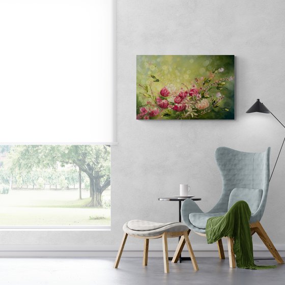 La vie en rose  ( large floral painting )