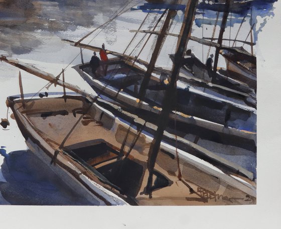 Sun shining, sailboats lining