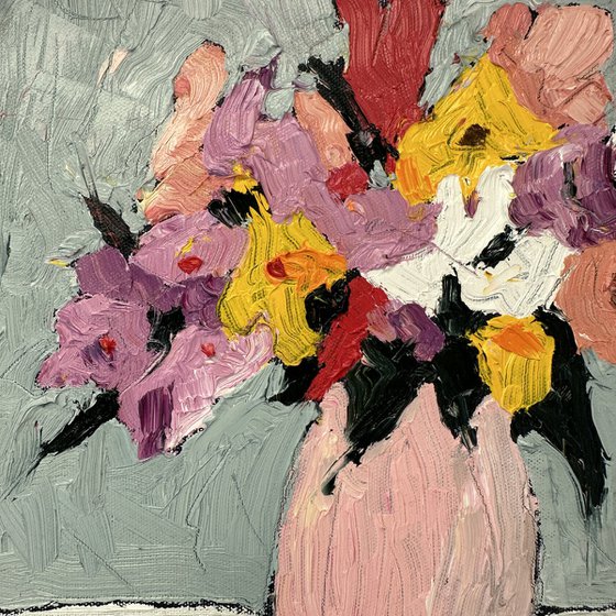 Flowers on a Gray Background