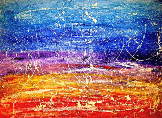 Senza Titolo 205 - abstract landscape - 100 x 75 x 2,50 cm - ready to hang - acrylic painting on stretched canvas