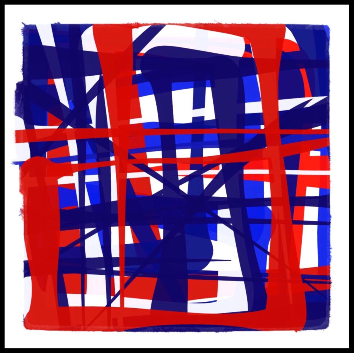 Abstract Print By Shabs Beigh, 18 X 18", Union Jack, Original Artwork