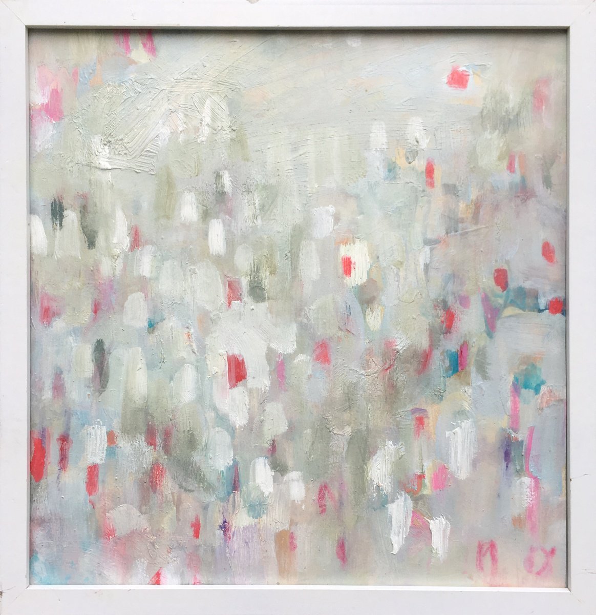 Geometric Abstract Oil Painting By Guy Pickford, 13 X 13, Enigmatic, Original Artwork