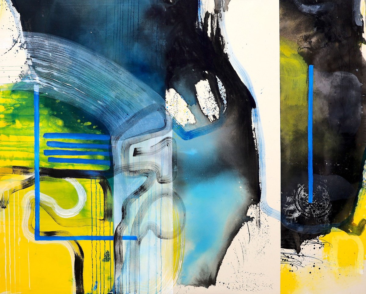 Geometric Abstract Acrylic Painting By Poovi Art, 60 X 48", No Life Without Whimsy - Abstract Minimal, Original Artwork