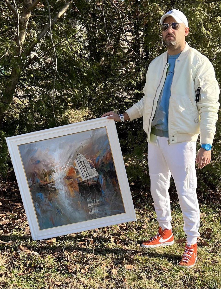 Abstract Landscape Acrylic Painting By Ivan Grozdanovski, 30 X 30, Harbor Of Destroyed Dreams, Original Artwork