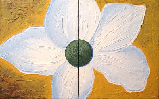 abstract Flower painting original hand painted abstract floral art canvas - 32 x 20 inches