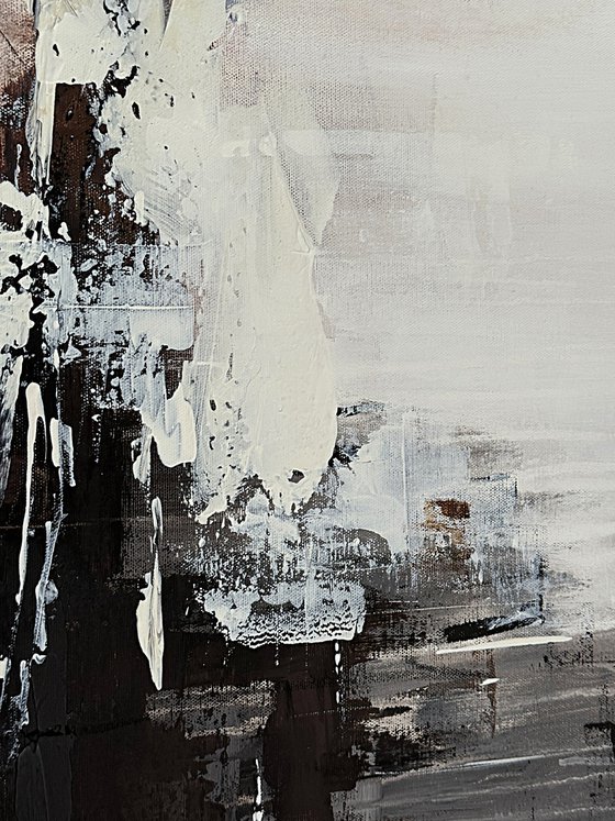 White Surge Over Dark Ground-Black White