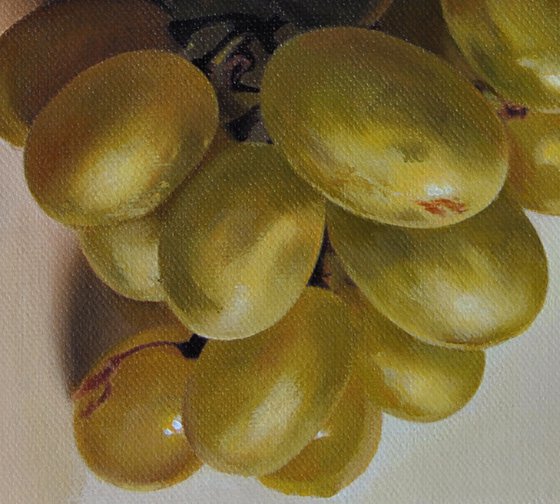 Still life with grapes , Original oil on canvas painting