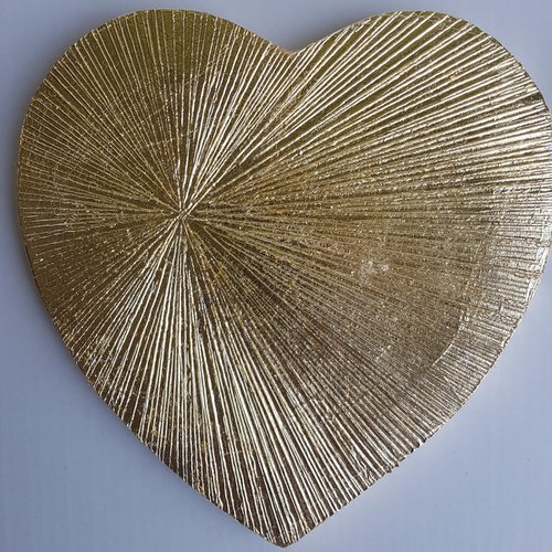 Love Heart Gold order now for Valentines delivery Silver Textured Heart Shiny Stretched Canvas Artwork by JuliaP Art