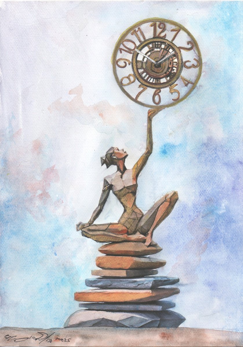 Impressionistic Portrait Drawing By Maurizio Puglisi, 8 X 11", The Stones Of Time, Original Artwork