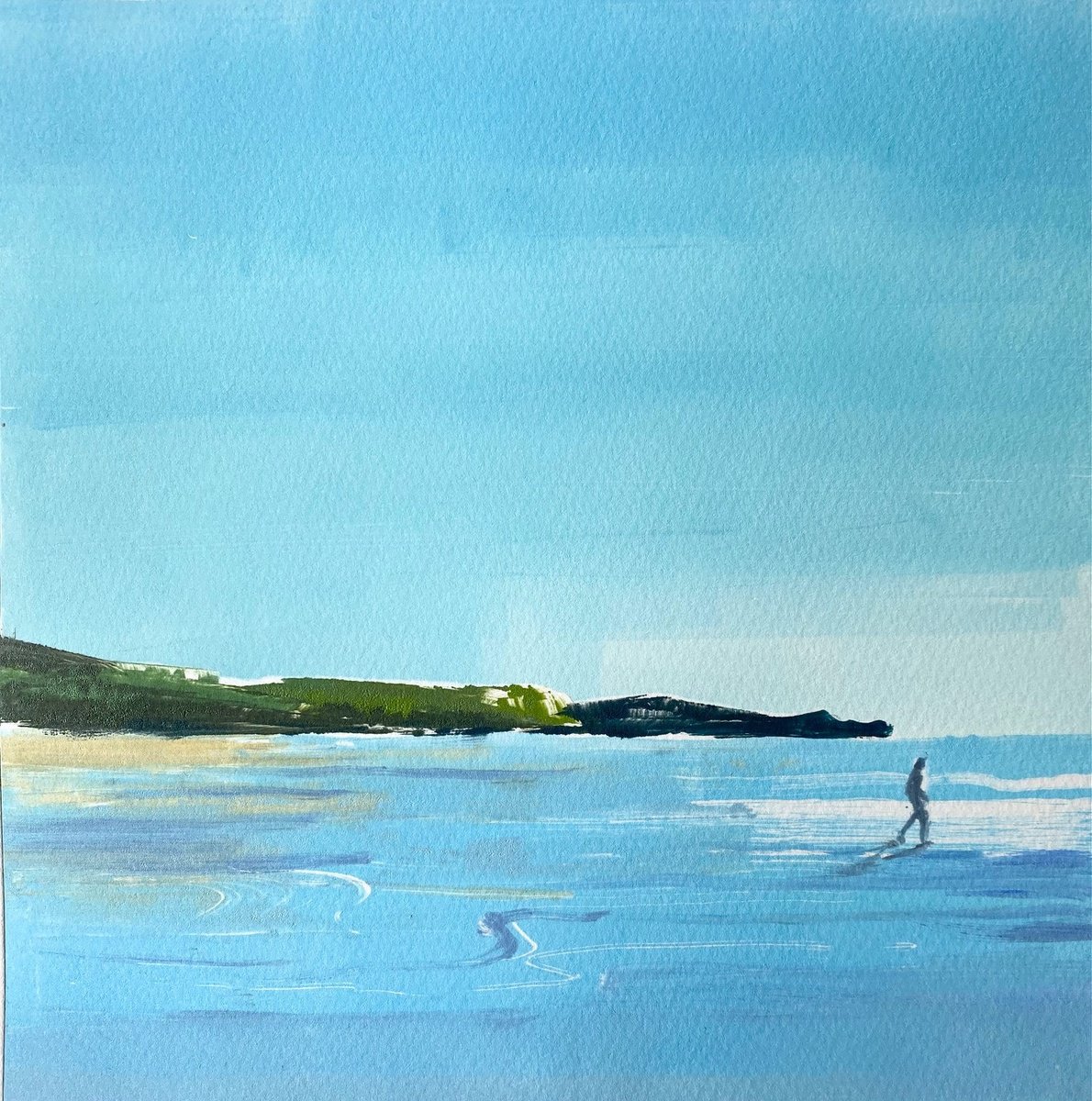 Impressionistic Landscape Limited Edition Print By Rebecca Denton, 10 X 10", Beachcomber, Cornwall, Original Artwork